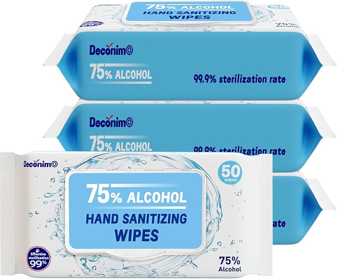 Advanced Large 75% Alcohol Hand Sanitizing Wipes, 4 Packs of 50 -