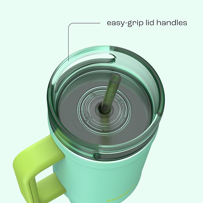 bubba 40 oz Insulated Stainless Steel Tumbler with Handle and Straw - Leakproof, Dishwasher Safe, Cup Holder Tumbler, Lead-Free and BPA-Free, Tropical Eclipse