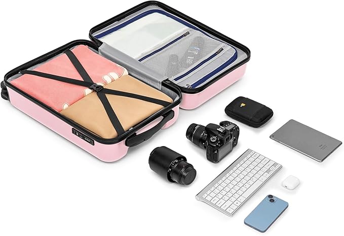 KYME Suitcase Hardshell With Double Spinner Wheels, PC+ABS TSA Lock Travel