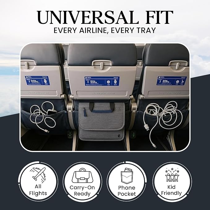 SO~MINE Airplane Pocket Organizer | Tray Table Cover | In Flight Seat Back