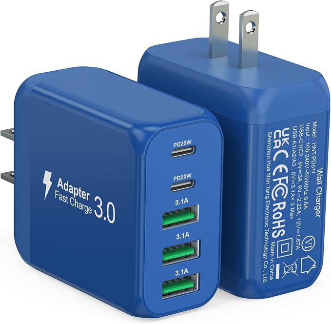 50W USB C Wall Charger Block, 5-Port C Charger Fast Charging Block PD Power