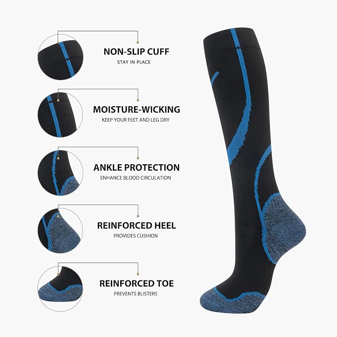 Compression Socks for Women Men Circulation Knee High 8 Pairs for Nurses