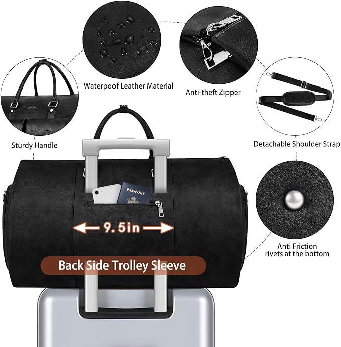 Garment Bag for Travel, Convertible Carry on Garment Duffel Bag for Men 3Pcs