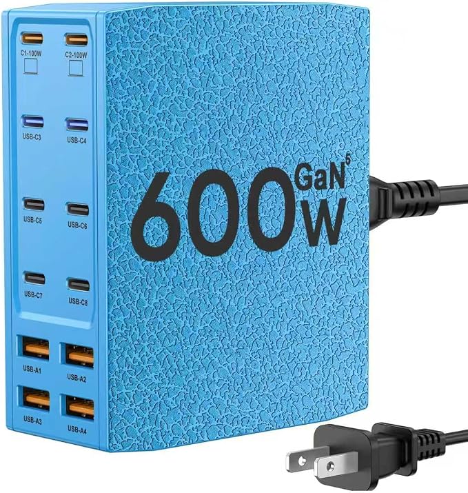 USB Charging Station, 12-Port USB C Charger Block
