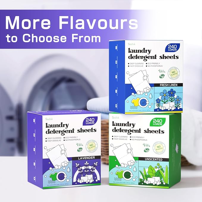 Soulink Lavender Laundry Detergent Sheets, 240 Loads