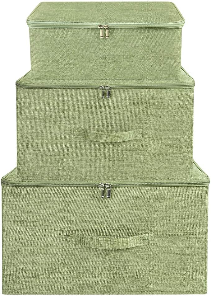 ANMINY Storage Bins with Zipper Lids 51.9 Qt Lidded Fabric Storage Boxes
