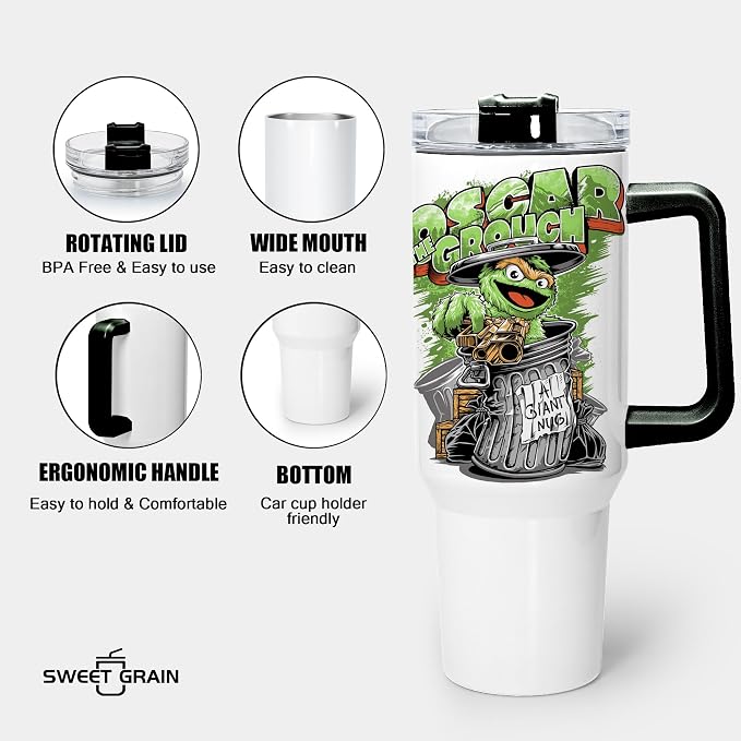 sweet grain 40 oz Sublimation Tumbler with Handle and Straw(12 Pack) Stainless Steel Double Wall Vacuum Insulated Travel Mug Cup Tumblers Bulk Sublimation Blank - Black Handle