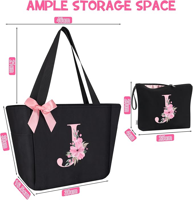 Vavabox Tote Bag, A-Z Initial Monogrammed Waterproof Tote Bag, Bridesmaid Gifts