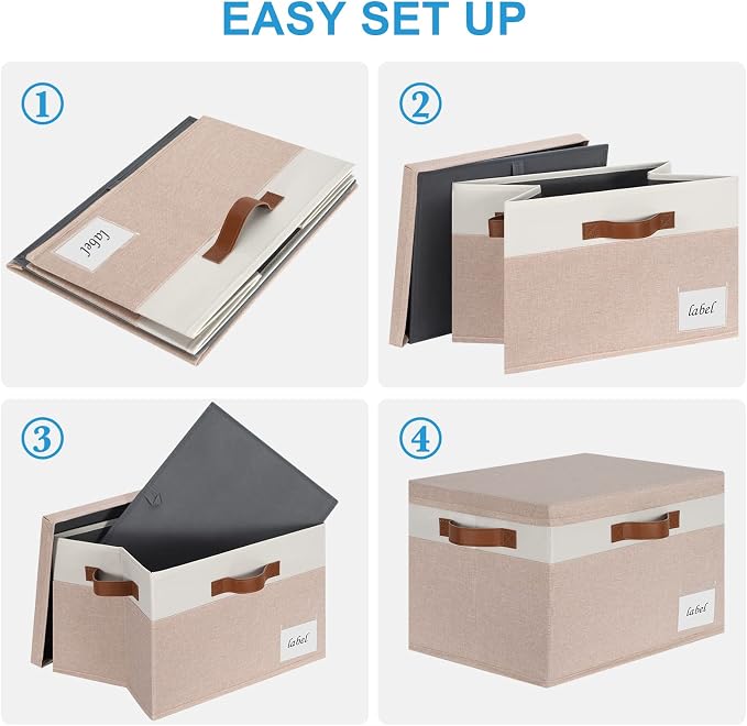 Large Storage Bins with Lids, Foldable Fabric Storage Baskets with Lids