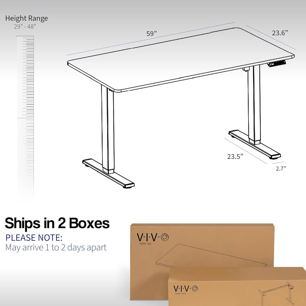 VIVO Electric Dry Erase 60 x 24 in Standing Desk, Memory Height Adjustment, 1B Series, Whiteboard Top Gray Frame, DESK-KIT-1G6WE