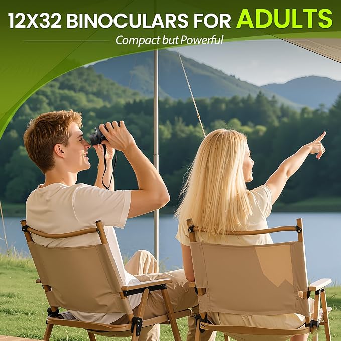 Occer 12x32 Compact Binoculars for Adults High Powered, Large Eyepiece