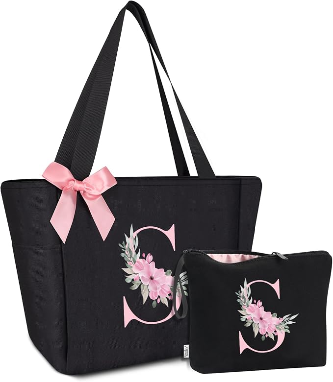 Vavabox Tote Bag, A-Z Initial Monogrammed Waterproof Tote Bag, Bridesmaid Gifts