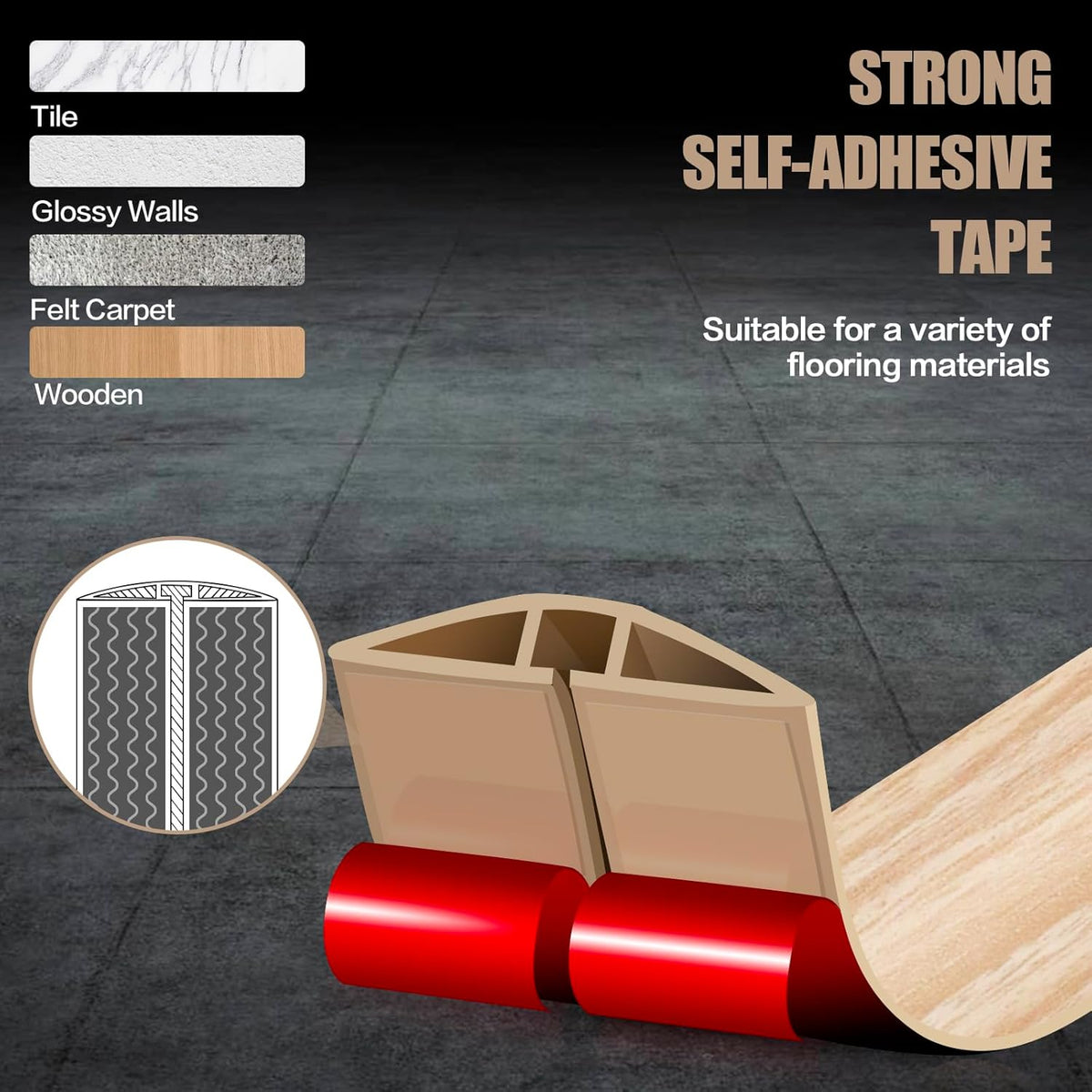 Floor Cord Cover Self Adhesive Cord Hider,20FT Cable Management, Extension Strip Protector for Wires, Prevent Cable Trips for Offices, Gyms, Exhibitions Cavity:0.39"(W) x 0.27"(H) WoodLightyellow