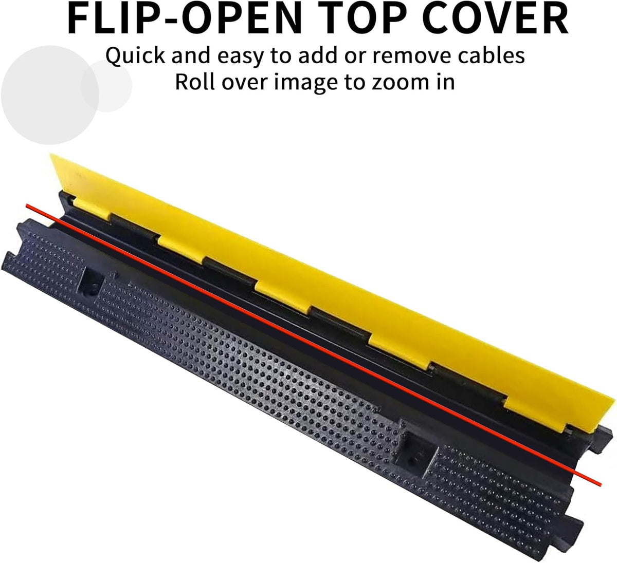 Cable Ramp Cable Protector Ramps Wire Hose Protective 1 Channel Traffic Rubber Plastic Cord Cover Speed Bump for Asphalt Concrete Gravel Driveway Outdoor, 3 Packs