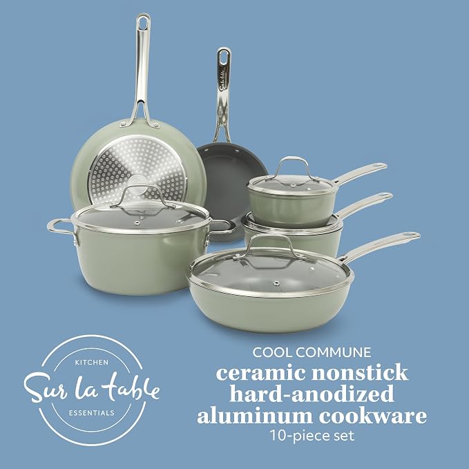 Sur La Table Kitchen Essentials Cool Commune Hard Anodized 10 Piece PFA Free