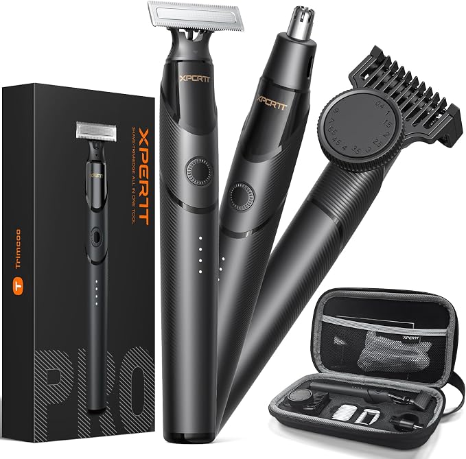 Beard & Nose Hair Trimmer Kit, 12 in 1 Rotating Comb, Travel Body Hair Electric