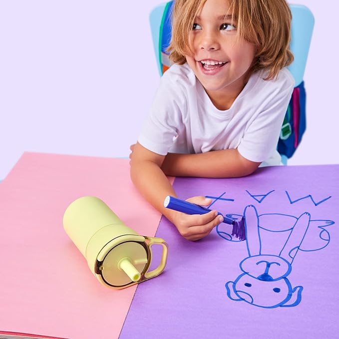 BrüMate Leap 12oz 100% Leakproof Kids Tumbler with Handle and Silicone Soft Straw | Drop Resistant Silicone Sleeve | For Kids 4+ | Insulated Stainless Steel | Cup Holder Friendly | 12oz (Prickly Pear)