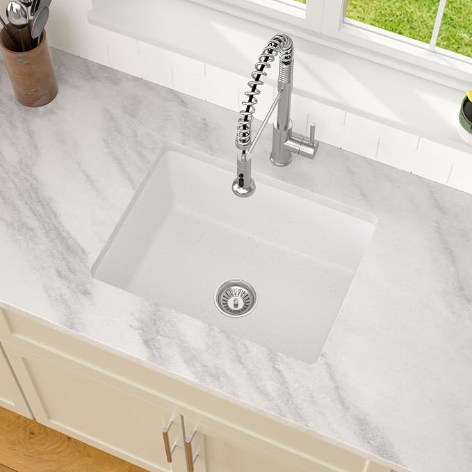 Dcolora 22 Inch Undermount Wet Bar Sink Single Bowl Modern Kitchen Sink White