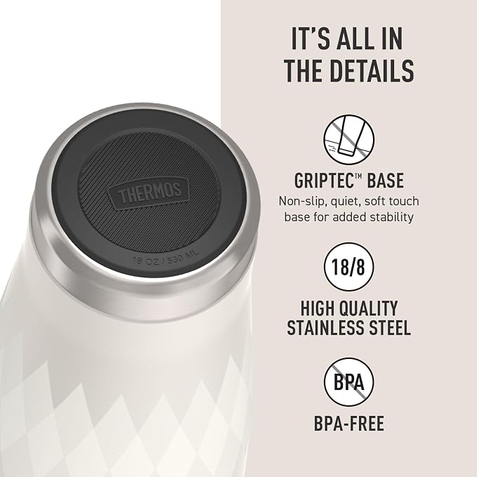 THERMOS, Stainless Steel Tumbler with Slide Lock, 18 Ounce, Argyle
