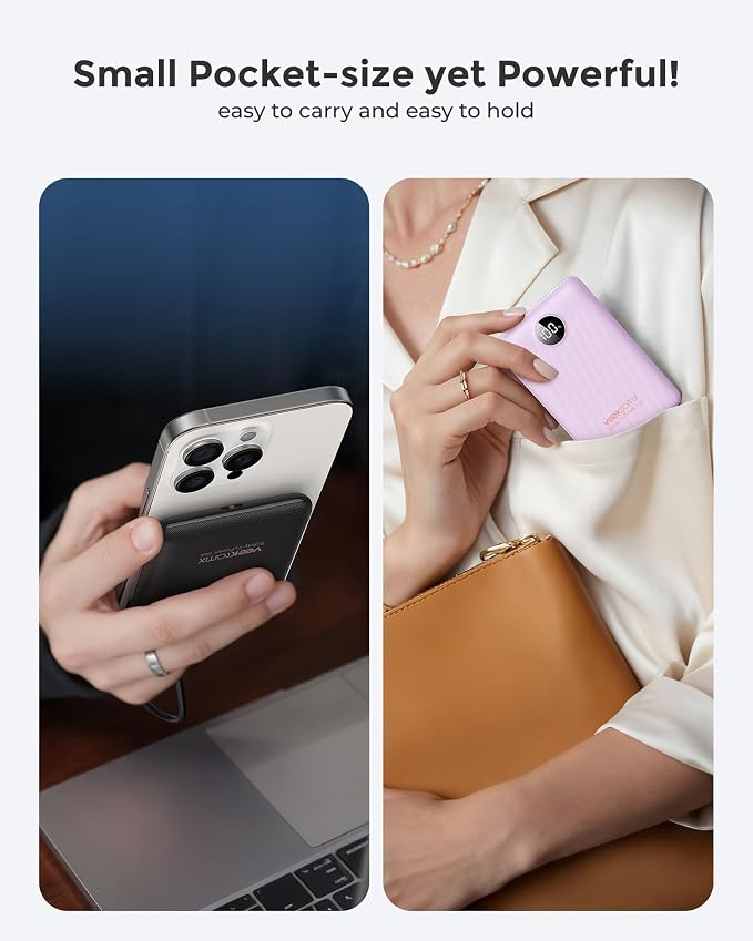 VEEKTOMX Small Portable Charger, Mini Power Bank 10000mAh, PD 22.5W Fast