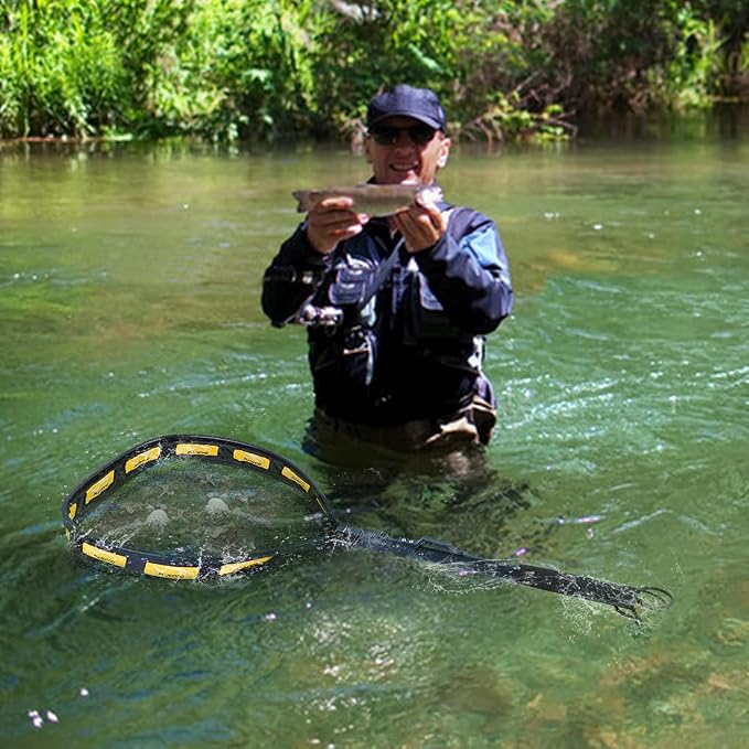 PLUSINNO Floating Fishing Net for Steelhead, Trout Fishing, Rubber Coated