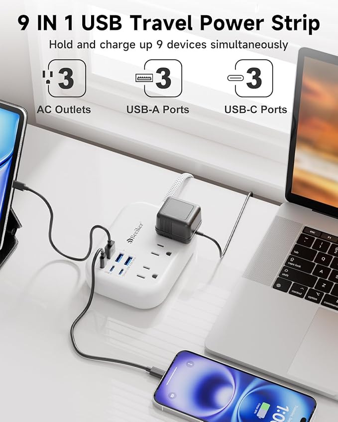 6 USB Power Strip- Travel Power Strip