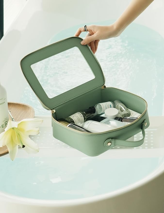 Popvibe Clear Makeup Bag Travel Cosmetic Case Transparent Toiletry Bag
