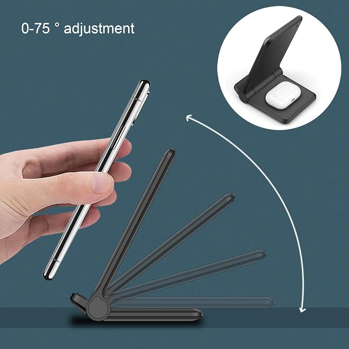 25W Wireless ChargerFoldable 2 in 1 Wireless Charging Station for Apple iPhone 16/16 Pro/15/14/13/12/11/Plus/SE/X/AirpodsPDKUAI 15W Fast Dual Wireless Induction Charge Stand for Samsung/LG