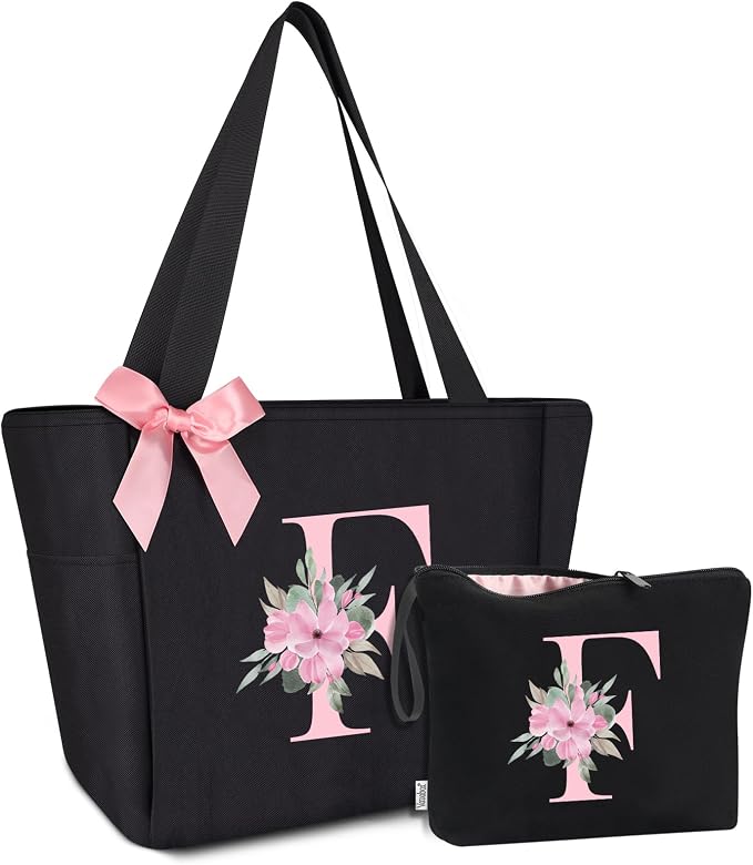 Vavabox Tote Bag, A-Z Initial Monogrammed Waterproof Tote Bag, Bridesmaid Gifts