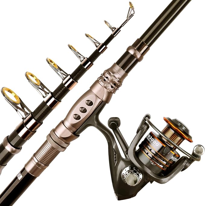 PLUSINNO Fishing Rod and Reel Combos Carbon Fiber Telescopic Fishing Pole