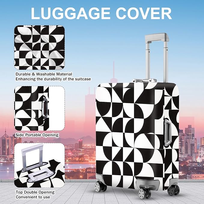 ANNA QUEEN Geometric Minimalist Luggage Cover, Suitcase Protector