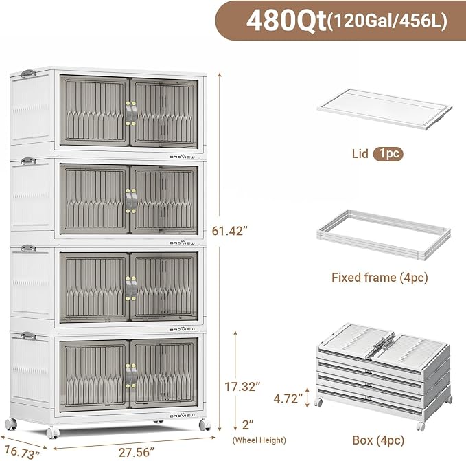 BROVIEW 480Qt Stackable Storage Bins