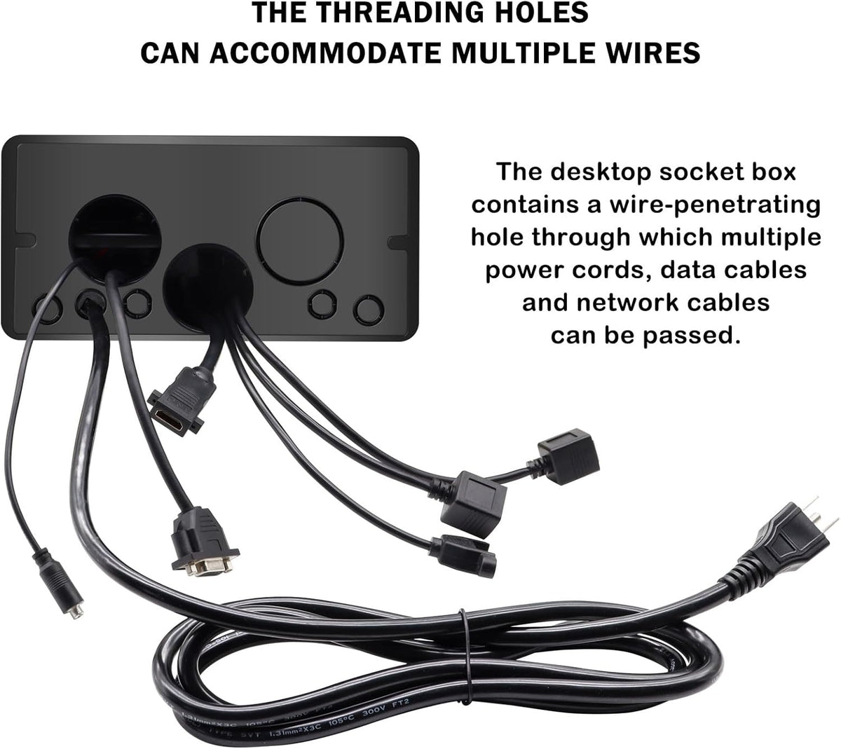 Pop Up Outlet; Pop up Power Strip; Embedded countertop Connection Outlet Box; 2 Power Outlets,HDMI USB VGA 3.5mm Audio Network Port Conference Table Multimedia Outlet Box - Black