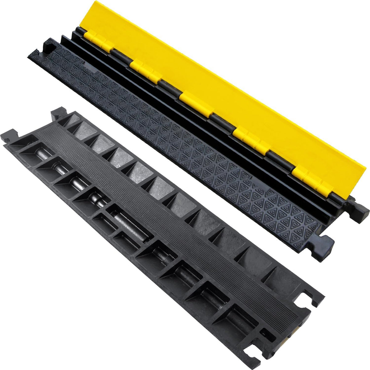 Heavy-Duty Rubber Cable Protector Ramp, Floor Cable Wire Cord Cover Speed Bumps 22000 Lbs Load Capacity, Driveway Hose Cable Ramp Protective Cover for Indoor Outdoor (Small 2-Channel x 4Pcs)