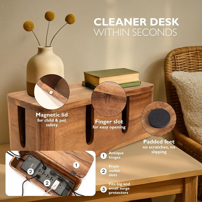 Cable Management Box & Cord Organizer- Cable Organizer