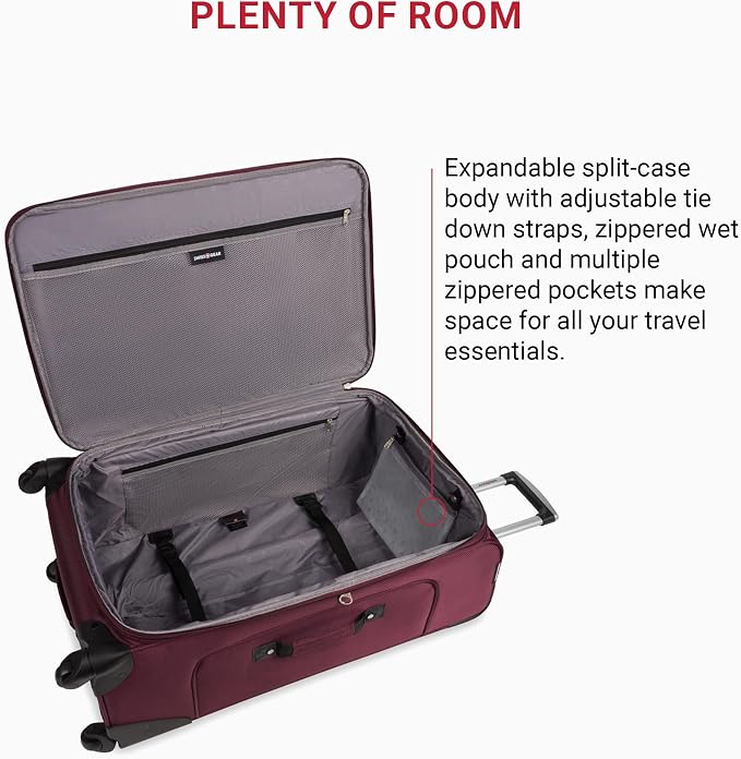 SwissGear Sion Softside Expandable Luggage – Large Checked Suitcase