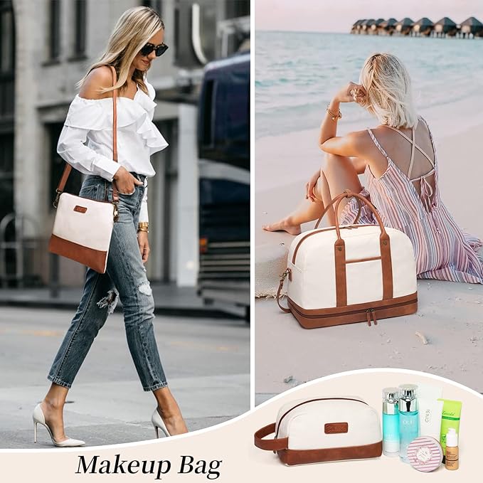 Weekender Bag for Women Canvas Overnight Bag Large Travel Tote Bag Carry on