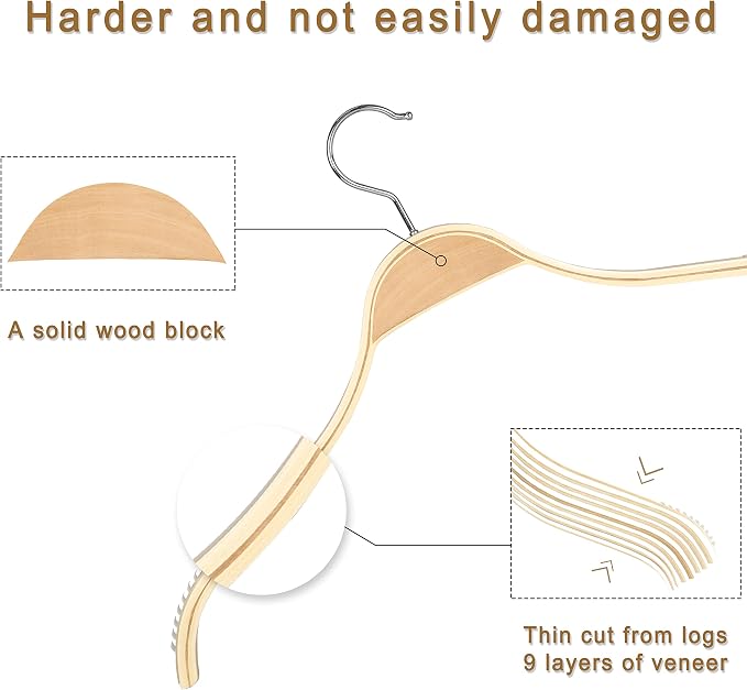 TOPIA HANGER Slim Natural Wood Hangers
