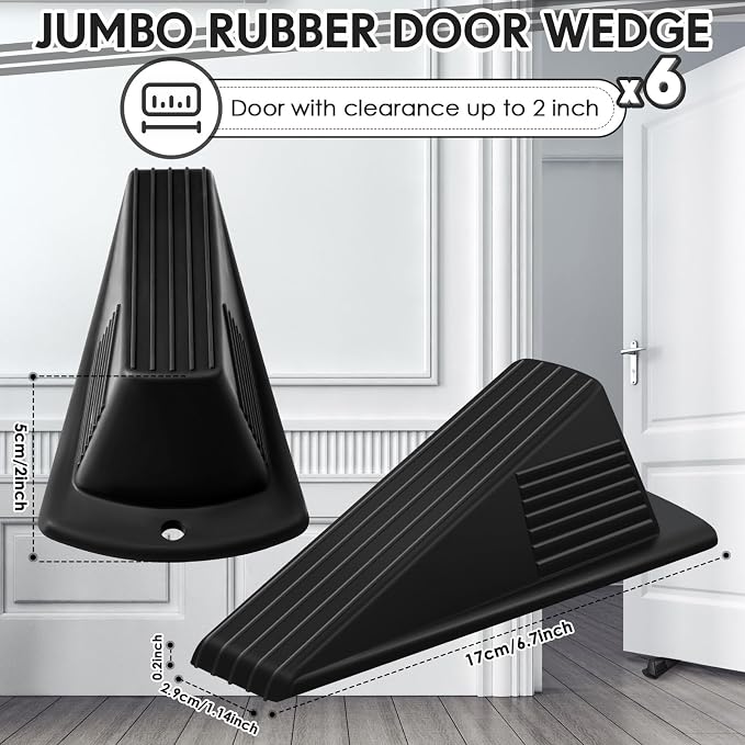 Frienda 6 Pcs Jumbo Door Stoppers Heavy Duty Door Stopper Tall up to 2inch Tall