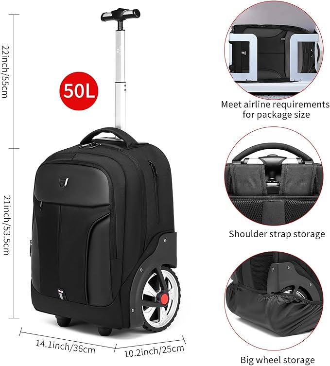 Rolling Backpack, Waterproof Backpack