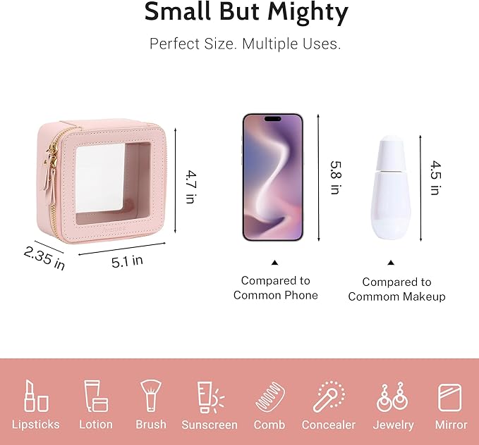 Aveniee Mini Clear Makeup Bag, Small Cosmetic Bags Travel Toiletry Pouch