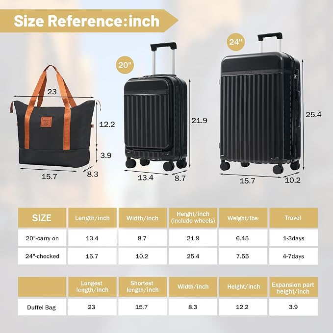 Merax Luggage Sets Front Opening, 2 Piece Hardshell Suitcase