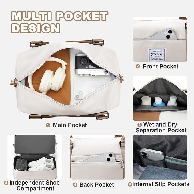 Travel Duffel Bag, Sports Tote Gym Bag, Shoulder Weekender Overnight Bag