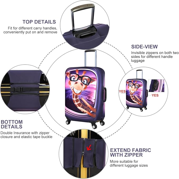 7-Mi 3D Print Design Travel Suitcase Protector Trolley Case Cover 19"-30" Sleeve
