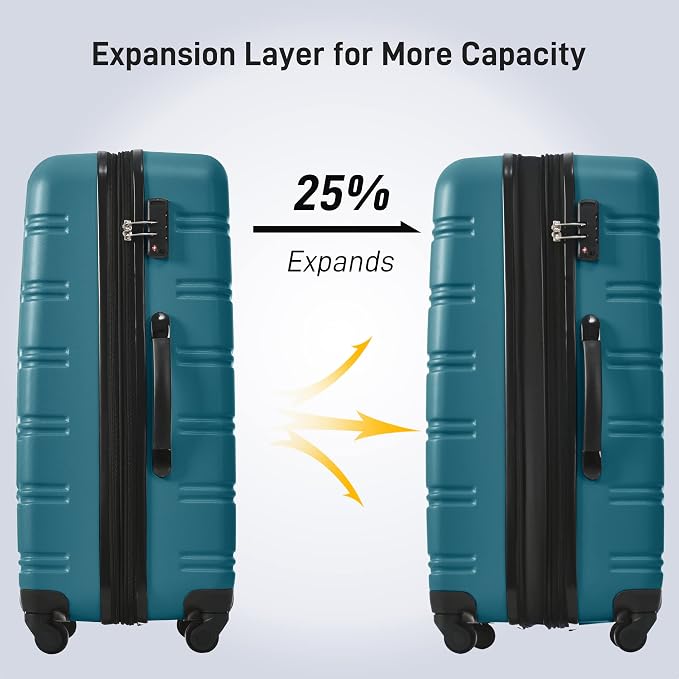 Merax Luggage sets of 13 Piece 16 20 20 28 IN Carry on Luggage Hard Case Green