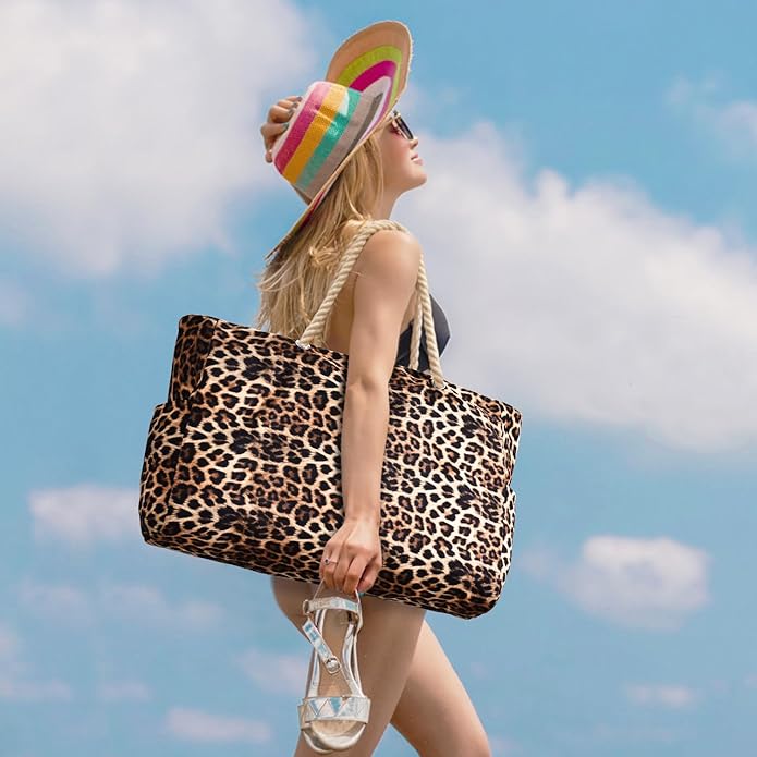 Becokan Beach Bags for Women Large Waterproof Beach Tote Bag Zipper Beach Bags