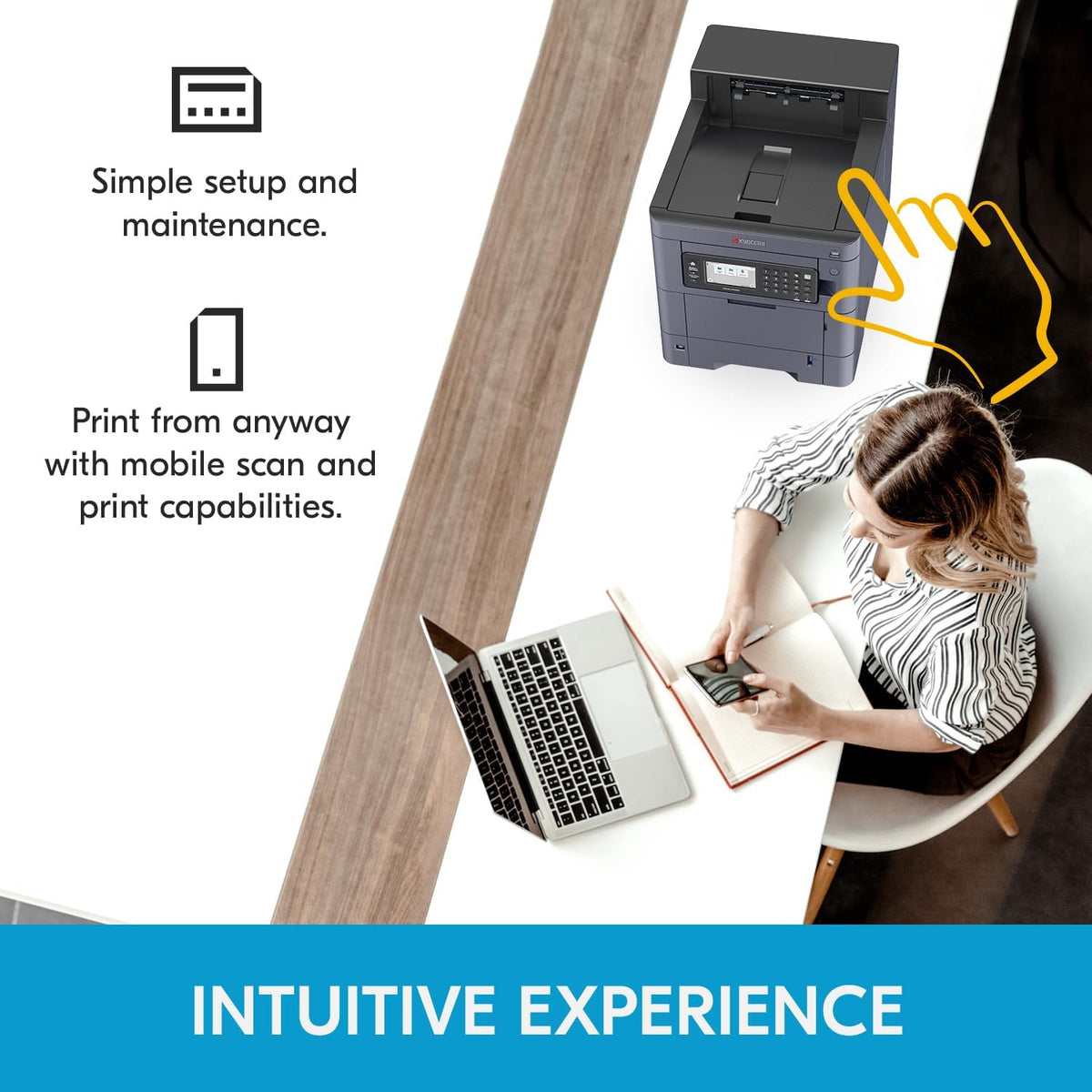 KYOCERA TASKalfa PA4500ci Color Laser Printer 47 ppm, 1200 dpi, Gigabit Ethernet & HyPAS Capable, 4.3 inch Touchscreen Panel, 650 Sheet Capacity