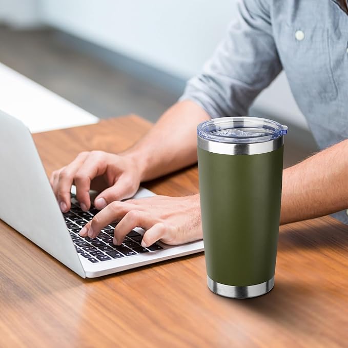 20oz Tumbler with Straw and Brush, Stainless Steel Vacuum Insulated tumbler