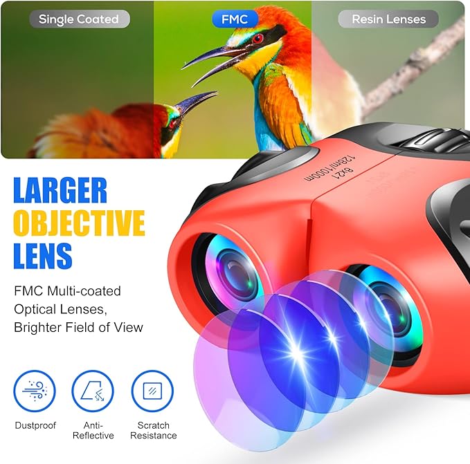 LET'S GO! Binocular for Kids, Compact High Resolution Shockproof Binoculars