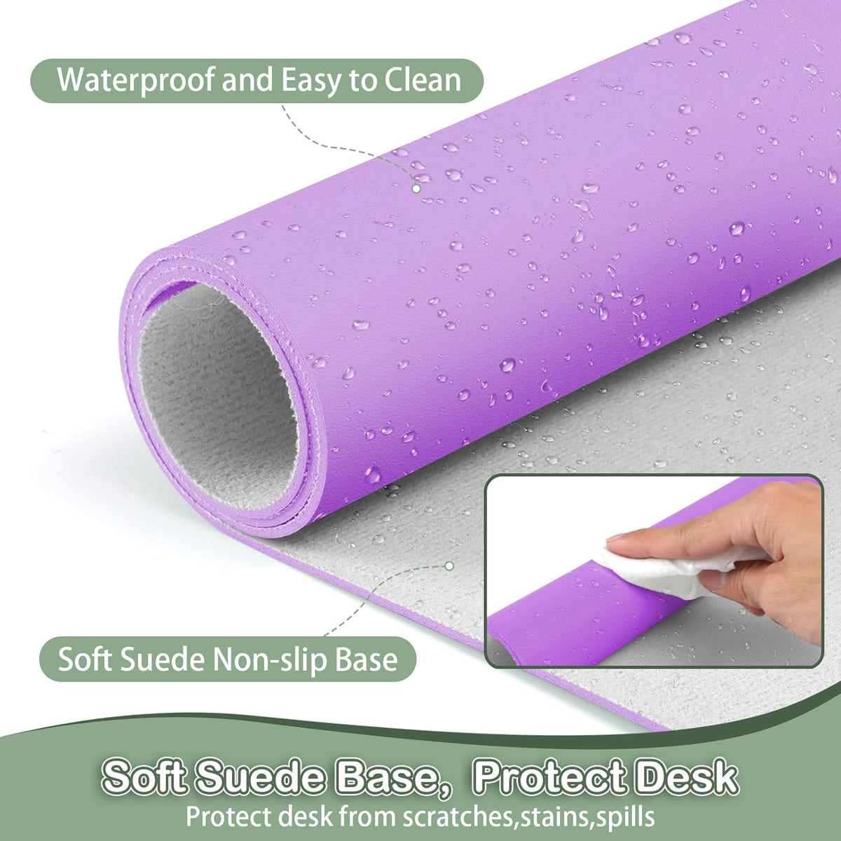 Boutilon Leather Desk Pad Protector,Non-Slip Mouse Pad,Laptop Desk Pad,Office Mouse Mat,Waterproof Leather Desk Blotter,Desk Writing Pad for Office and Home (XXXL-Purple,47"x 24")